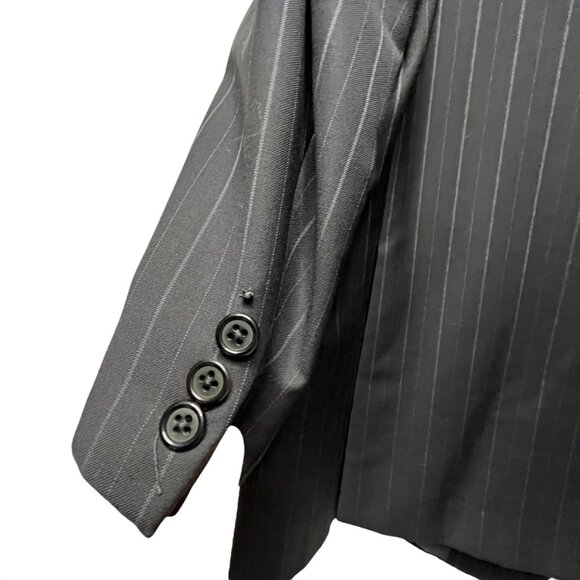 Ermenegildo Zenga Suit Jacket Blazer Black PinStripe Trofeo Size 52?   FLAW - Picture 8 of 9